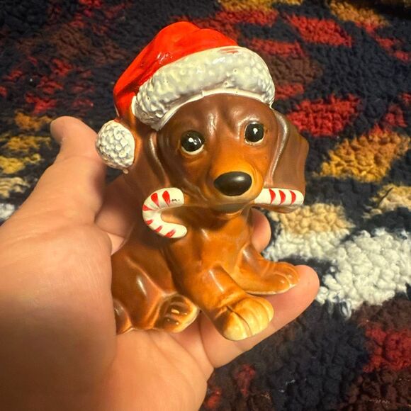 Vintage dog trinket dachshund Japan figure Christmas holiday figurine - EUC - Picture 7 of 7